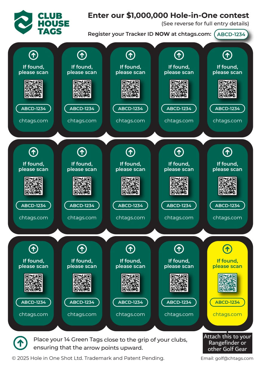 Club House Tags - Green